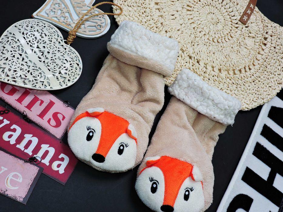 Pluszowe skarpetki papcie liski 36/37