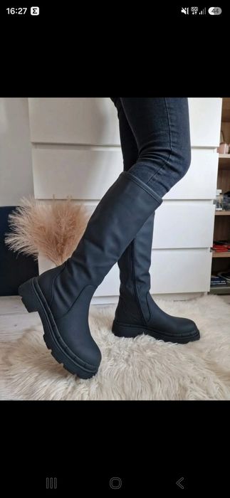 Wysokie podbicie Matowe zimowe kozaki damskie buty rozmiar 36