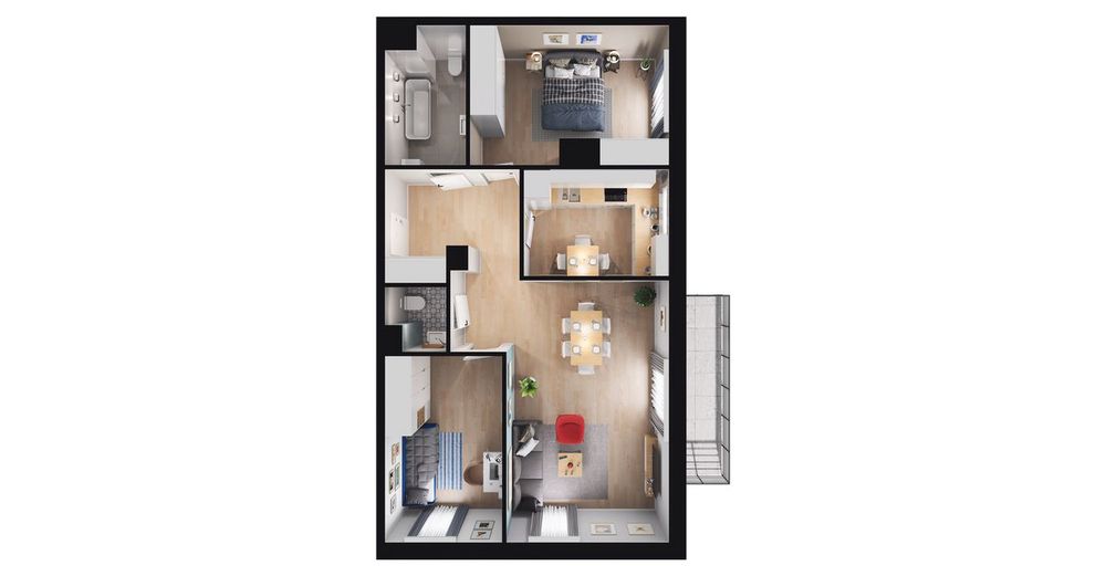 3-pokojowe mieszkanie 70 m² + balkon Bezpośrednio - Widok 3