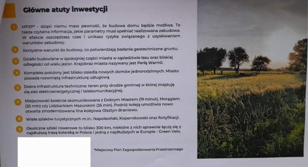 Działka Budowlana /OBJĘTA PLANEM MIEJSCOWYM !!!5 minut do jeziora