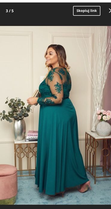 Długa sukienka butelkowa zieleń r. 46