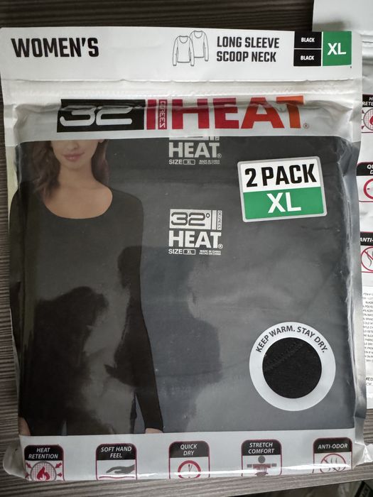 Жіноча термобілизна 32° Heat, кофта з довгим рукавом, M та XL (2 шт.)