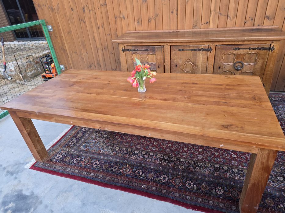 Duży stół tekowy 220 x 100 cm  kolonialny #1678 Stylowy Węgrów