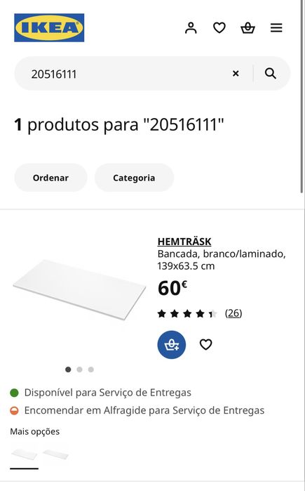HEMTRÄSK Bancada, branco/laminado