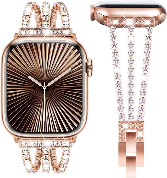 KADES bransoleta Z DIAMENTAMi Apple Watch SE 9 8 7 6 42/44/45/49mm róż