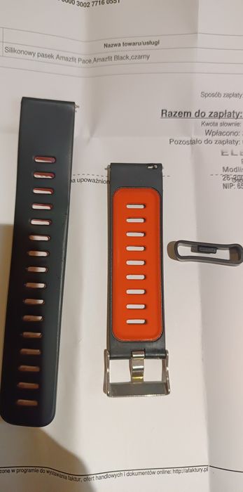 Pasek do zegarka, czerwony czarny szerokość 2,1 cm, silikonowy