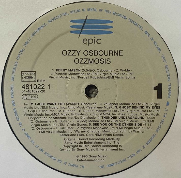 Ozzy Osbourne Ozzmosis LP 1Press Mega Rare!!! BLACK SABBATH