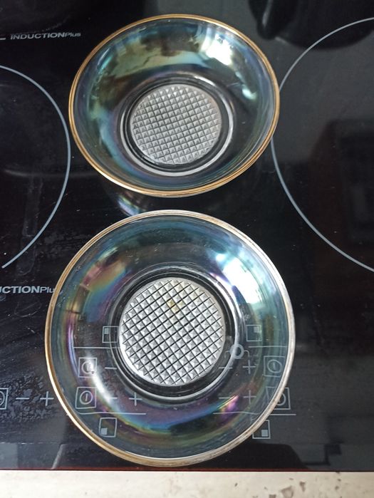 Podstawki 7 szt  szklane  ze złotą obwódką