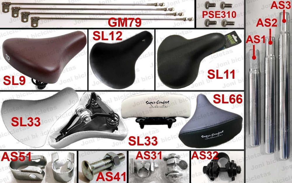 Peças e acessórios de bicicleta pasteleira (Yé-Yé, modelo sport, etc)