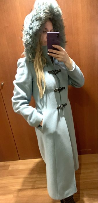 Casaco faenda azul bebe e pelo natural