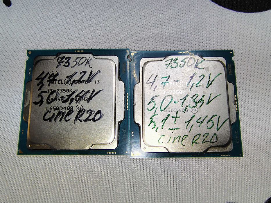 Процесори Intel Core i3-7350K (LGA 1151 v1) та Phenom II x6 1055T (AM3).