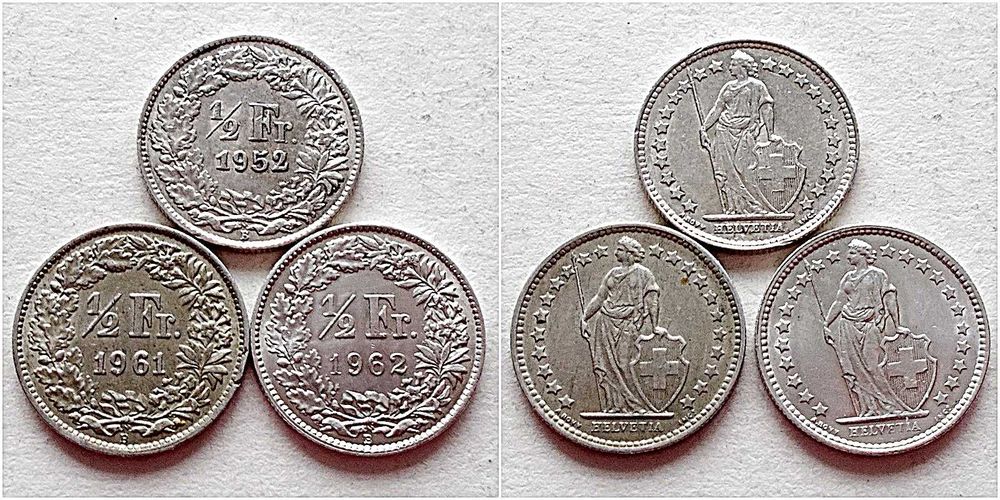 Szwajcaria zestaw 1/2 franka - srebro