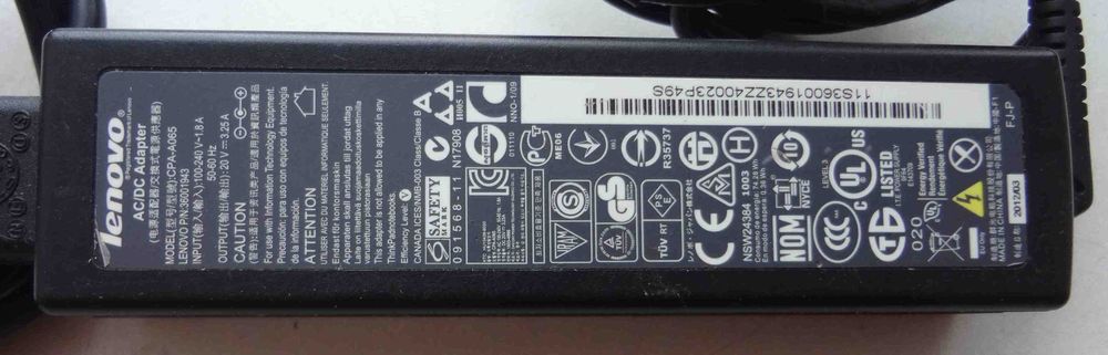 Зарядное устройство Lenovo 20V 3.25A CPA-A065 блок питания