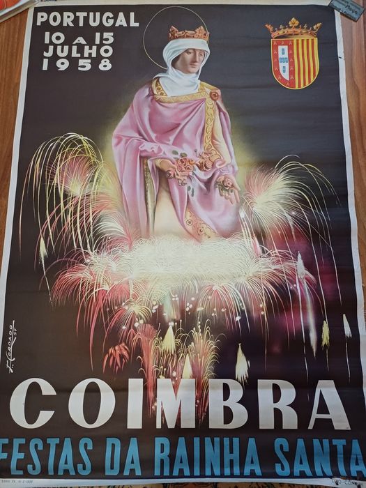 Estampa rainha Santa Isabel  Coimbra