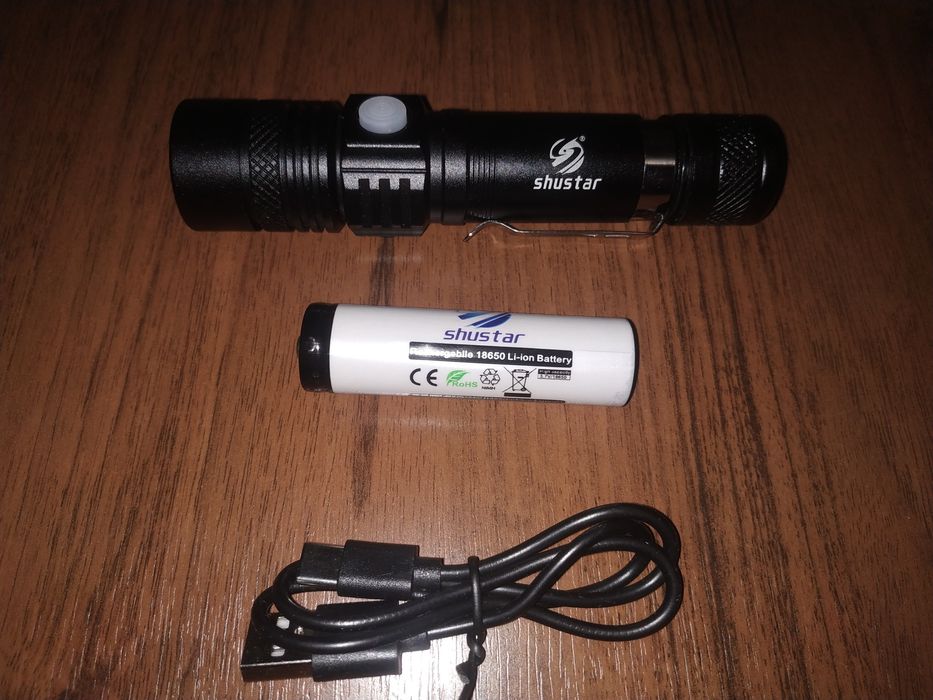 Ліхтарик тактичний Shustar S-029 з зумом, бічною кнопкою