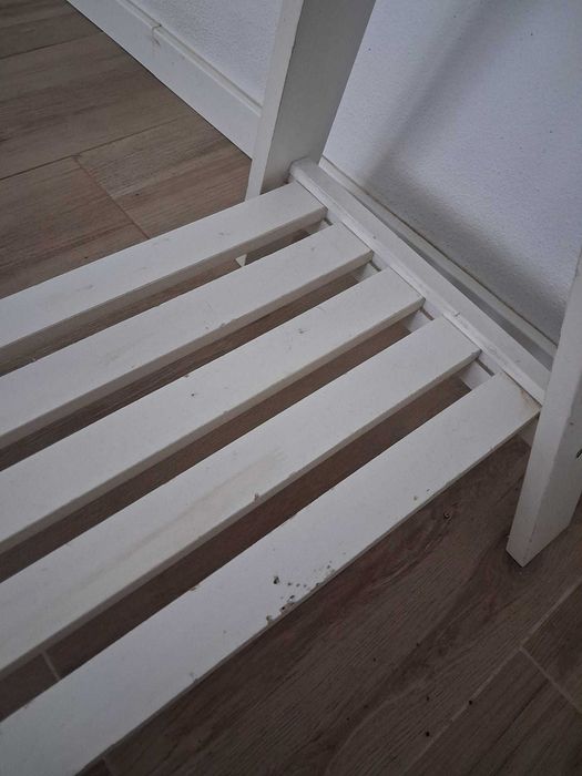 Secretária para escritório, branca, com tampo de mesa de vidro (comprada no ikea)