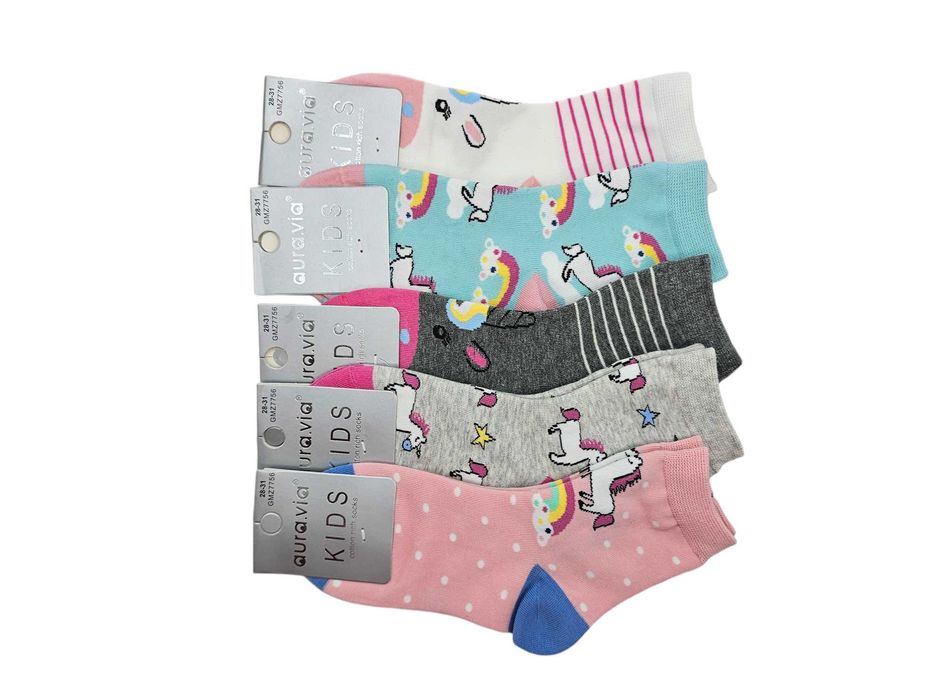 5x skarpety dziewczęce jednorożce Aura.via 28-31