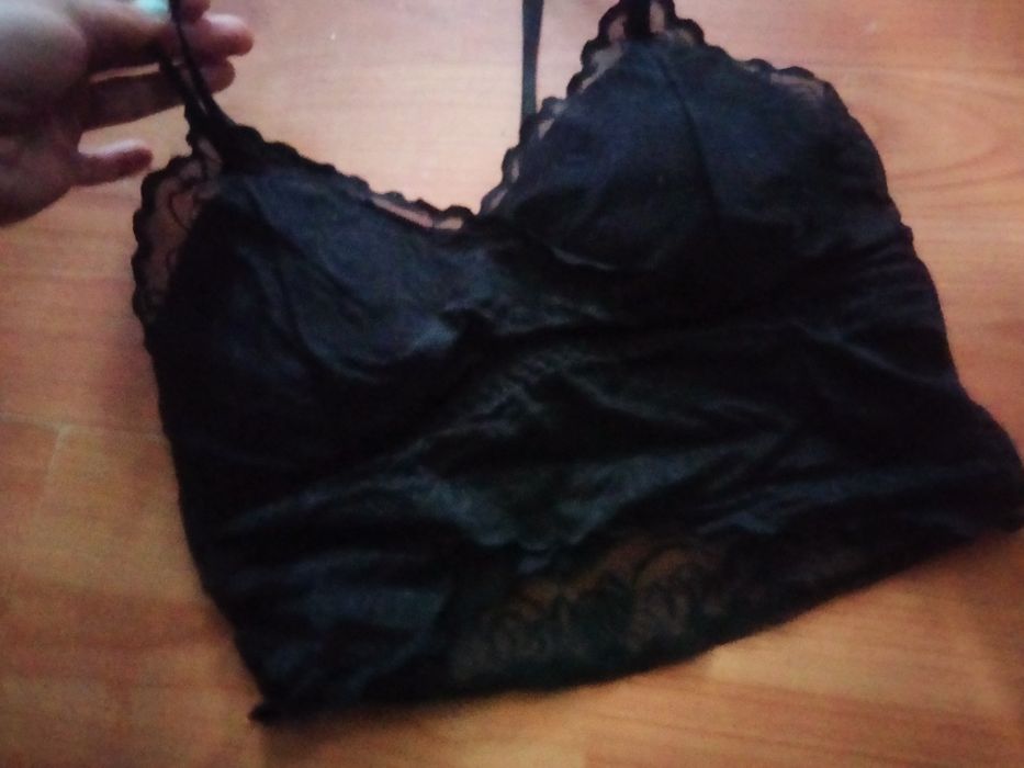 Czarny top koronkowy,topik