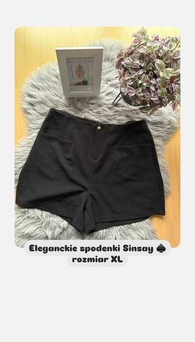 Spodenki damskie czarne eleganckie klasyczne elegant do pracy XL/42