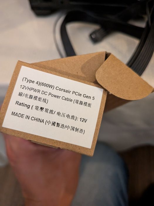 Cabo PSU Corsair 12+4 Pin Pcle 5.0 Type-4 12VHPWR