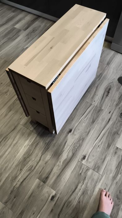 Mesa extensível IKEA NORDEN em bétula com 6 gavetas