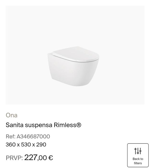 Sanita Suspensa ROCA Rimless, c/ tampo queda amortecida