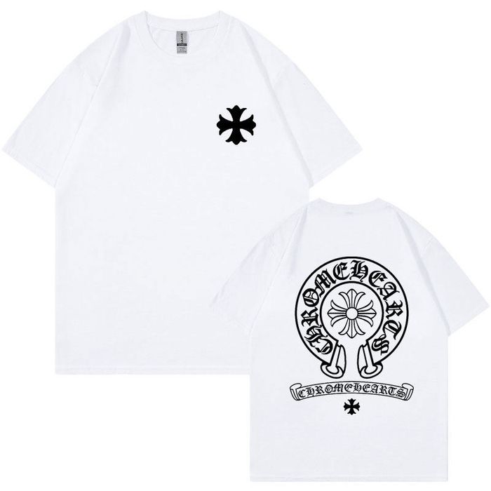 Мужская футболка Chrome Hearts Logo черная  белая унисекс Хром Хартс