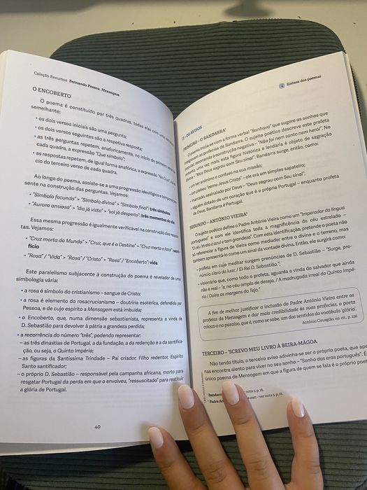 Livro de resumo da Mensagem de Fernando Pessoa.