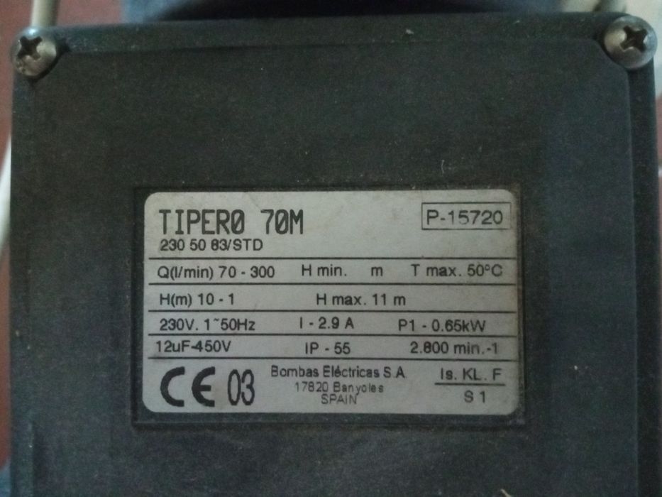 Bomba elétrica usada