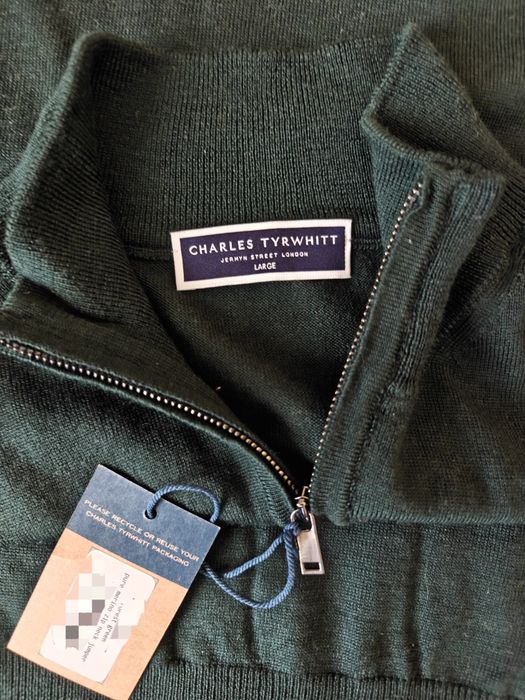 Butelkowy zielony - Sweter Charles Tyrwhitt z czystej wełny merino