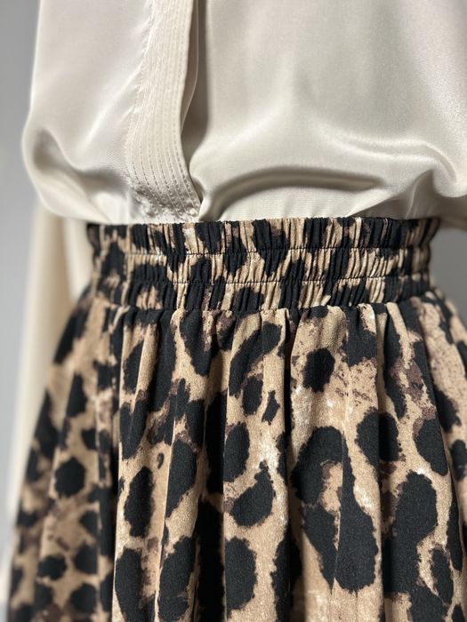 Shein spódnica maxi panterka M elastyczna talia modna stylowa