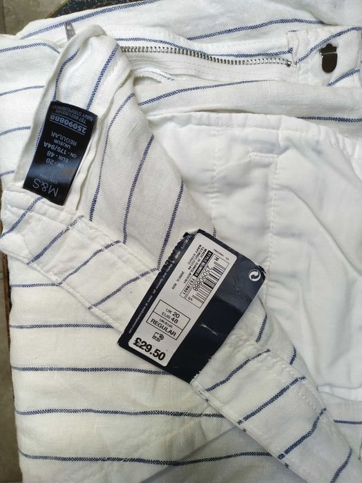 spodnie lniane ,, M & S ' Colection , r. 52 , XXL - NOWE