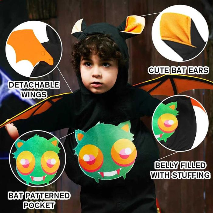 Strój nietoperza 3-4 lata 104 skrzydła odpinane kostium