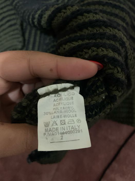 Camisola de lã verde-seco/preto escuro tamanho M