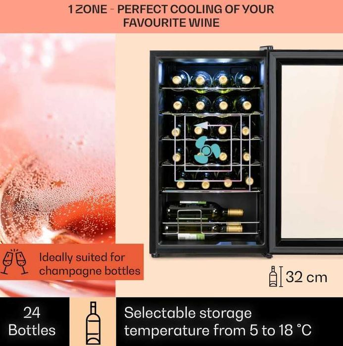 LODÓWKA NA WINO WINIARKA 43cm 24 Butelki Winiarka Wolnostojąca Czarna