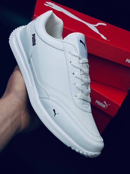 Класические белые кеды Puma/ кожаные белые кеды от Пума / не промокают