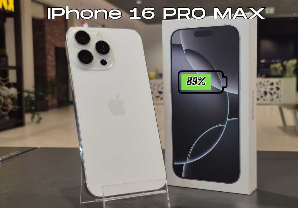 Apple iPhone 16 PRO MAX | 256 GB | BIAŁY | bateria 89% | szkło GRATIS | 424 cykle