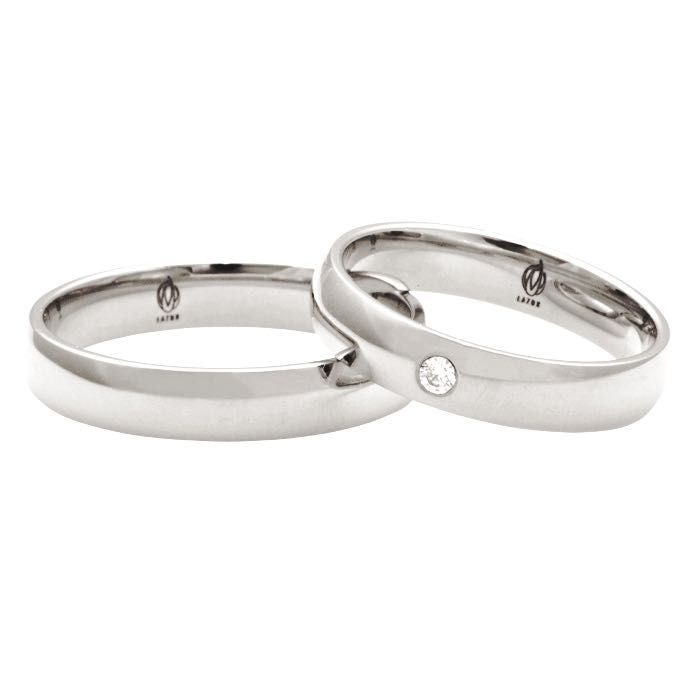 Złote obrączki 3 mm białe złoto próby 585 14K z diamentem palladowe