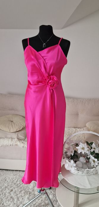 Sukienka satynowa,pink"Savida".