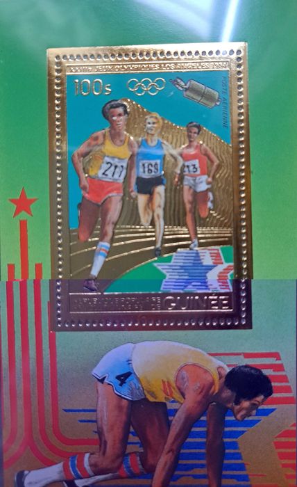 Minifolha com selo em ouro sobre os Jogos Olímpicos '84