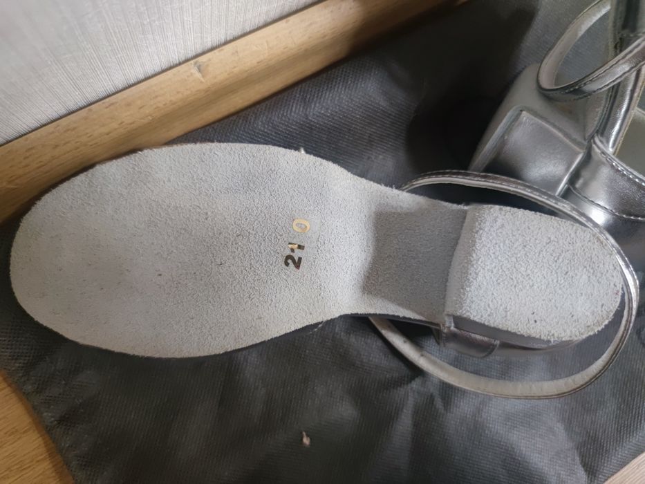 Туфли для танцев, танцевальные, натур. кожа, серебро, 21,5см стелька