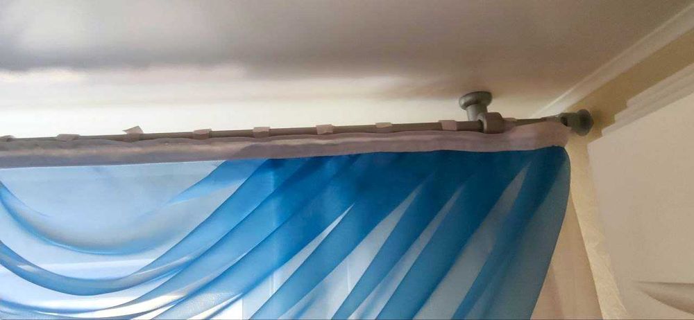 Ламбрикени 3ярусний на петлях липучках  3м біло-синій