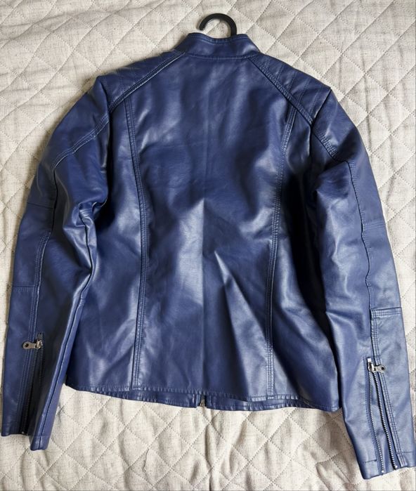 Granatowa kurtka ramoneska z ekoskóry / biker jacket
