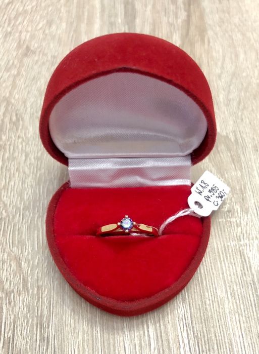 Złoty Pierścionek z Cyrkonią Opalizującą Pr.585 Nowy!