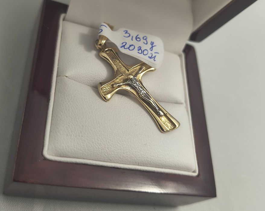 Wyrób jubilerski używana złota zawieszka 585 3,69G KRZYŻ