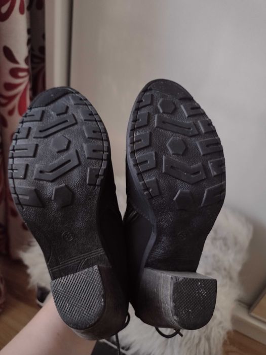 Czarne Botki z wiązaniem 38 39