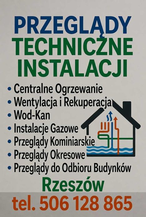 Przeglądy instalacji sanitarnych - gazowych, wod-kan., rekuperacja (wentylacja), przeglądy kominiarskie.