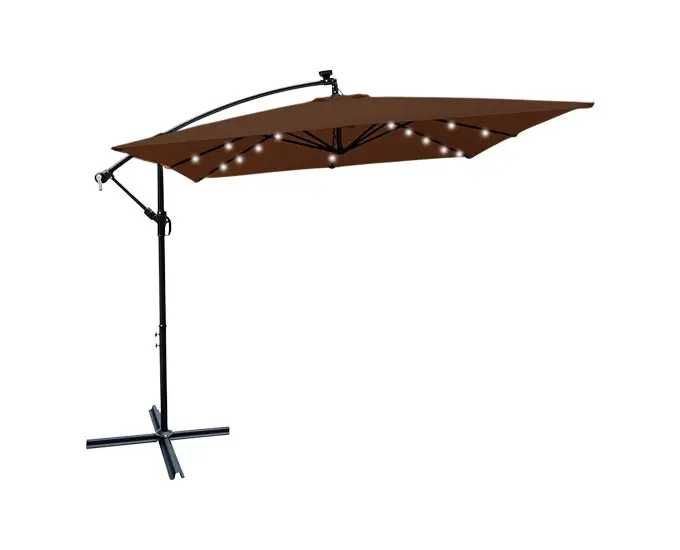 Парасоля садова з LED-підсвіткою 2,5м x 2,5м Коричневий + чохол WCG