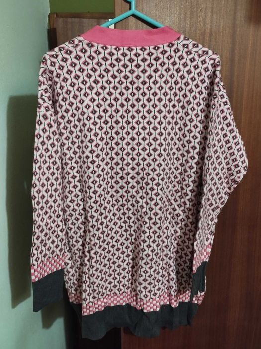 Cardigan malha rosa e cinza novo