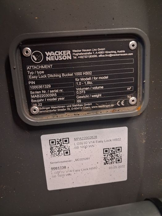 Łyżka skarpowa ori Wacker Neuson 100cm do minikoparki